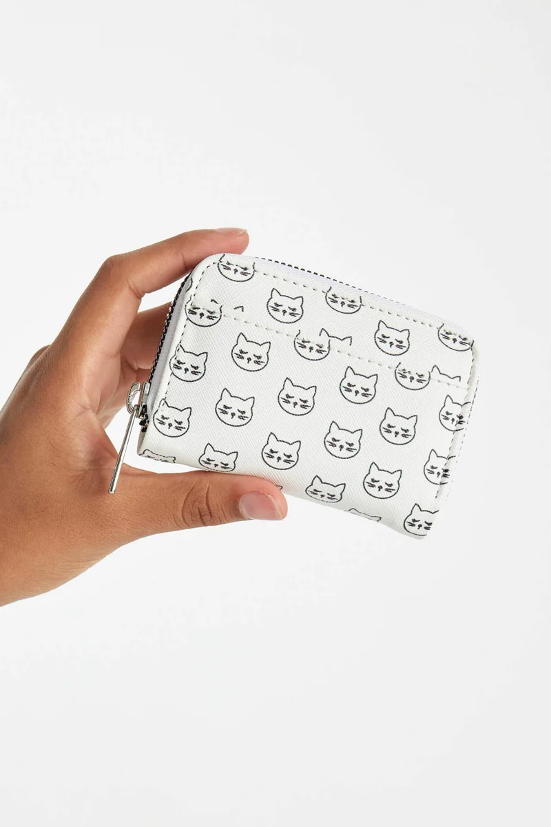 Defacto Woman Cat Patterned Faux Leather Wallet