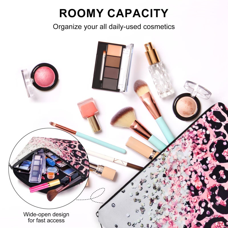 Wteehn Small Makeup Bag for Travel, Mini Makeup Pouch, Cute Cosmetic Bag for Women, Toiletry Bags, Make Up Brush Skincare Organizer, Pouches for Travel Accessories - Image 4