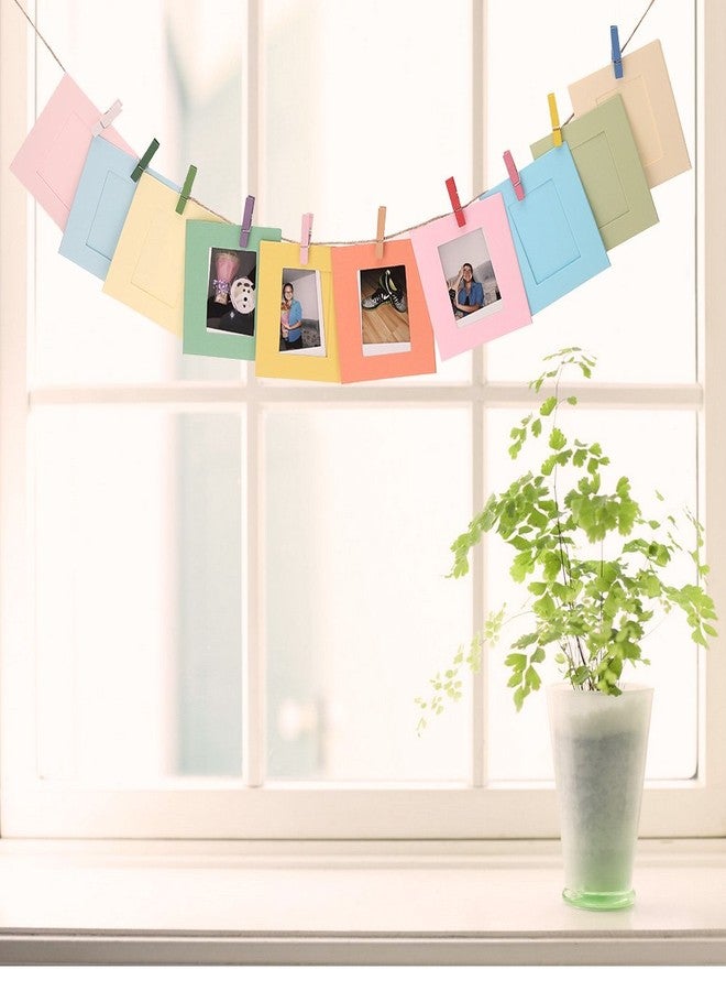 Desi Rang® 10 pcs Colorful Hanging Photo Frame with colorful wooden clips and Rope (Outer Size 9 * 9.5 cm, Inner Size 4.5 * 6 cm) - Image 4