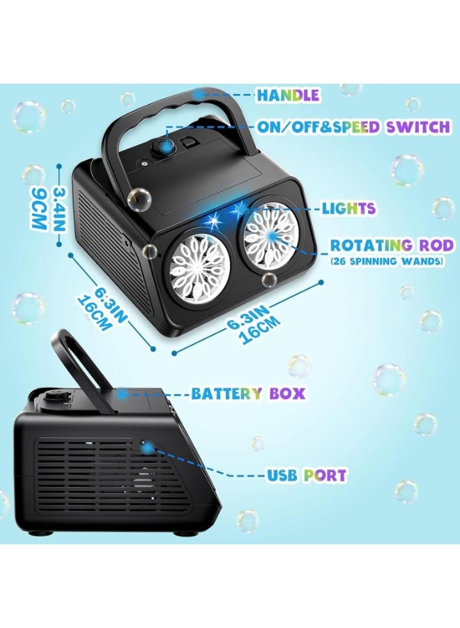 MAGIC VAULT Automatic Bubble Machine – 18,000+ Bubbles/Min, 2 Speeds, USB & Battery Powered, LED, Portable for Kids 3+ / Parties/Weddings/Outdoor & Indoor Use - Image 2