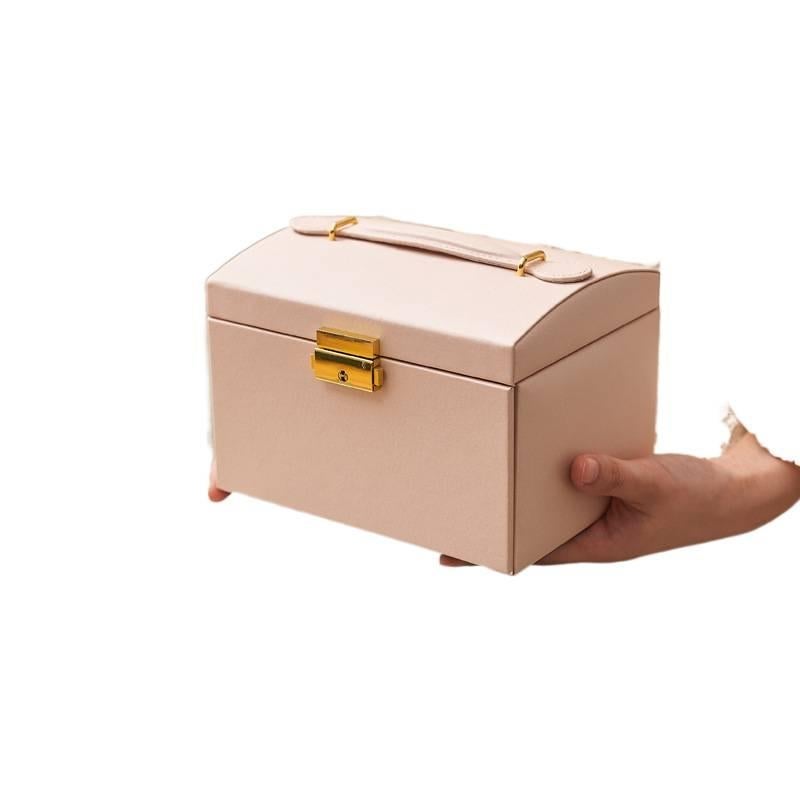 صندوق مجوهرات للسفر، باللون الأخضر 17 x 14 x 13 cm لتنظيم الأقراط، قابل للقفل، بتقسيمات درج، سعة عملية، أخضر داكن بسعة كبيرة منظم للتخزين مع درج للاستخدام الداخلي للرحلات اليومية - Image 5