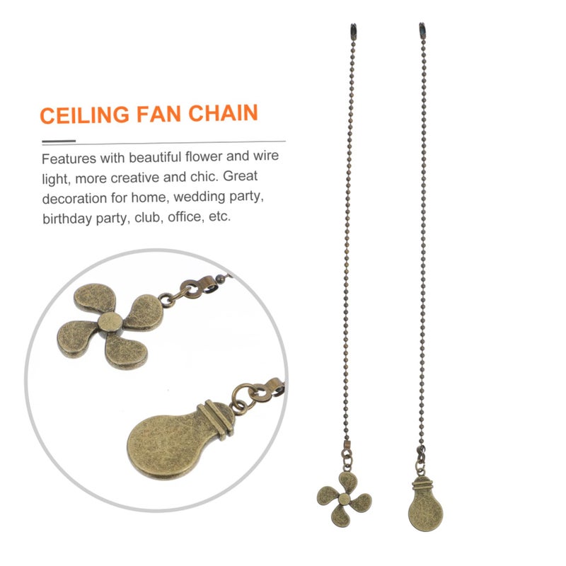 Golden Ceiling Fan Pull Chain Extensions 2 Pack Elegant Ball Hanging Decor Home Cafe Bar - Image 4