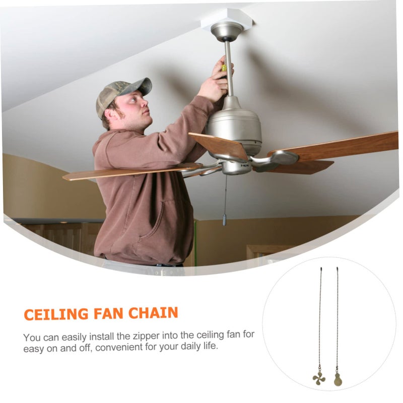 Golden Ceiling Fan Pull Chain Extensions 2 Pack Elegant Ball Hanging Decor Home Cafe Bar - Image 5