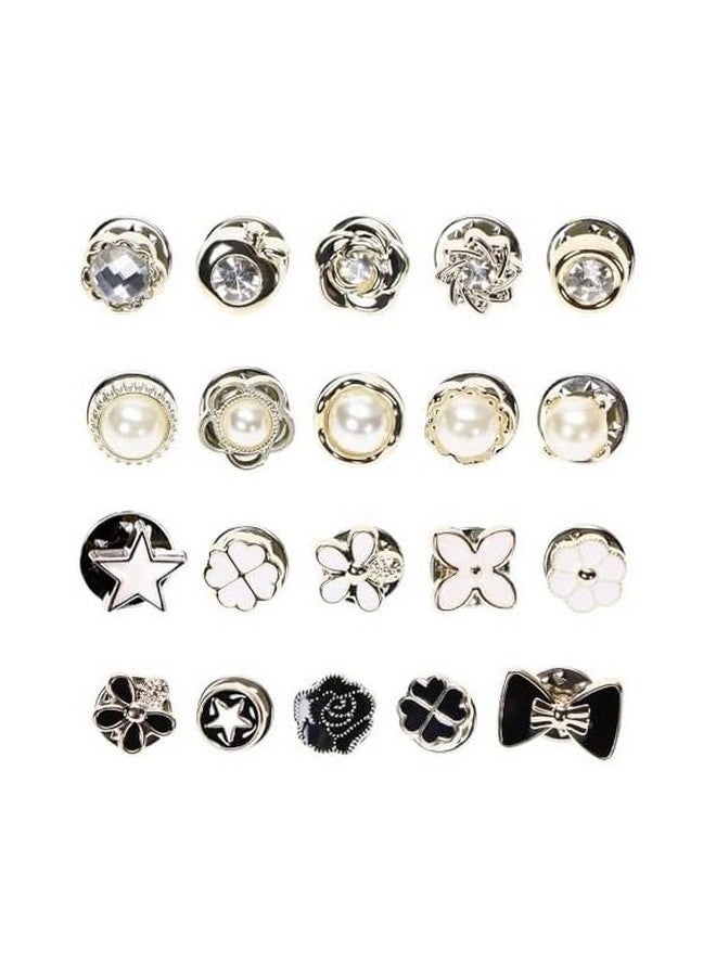 ARLICORPING 20Pcs Women's Shirt Brooch Buttons Pearl No Sew Instant Button Pins Safety Brooch - Image 1