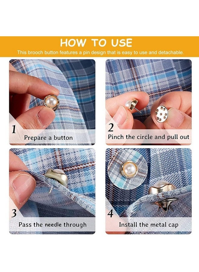 ARLICORPING 20Pcs Women's Shirt Brooch Buttons Pearl No Sew Instant Button Pins Safety Brooch - Image 5