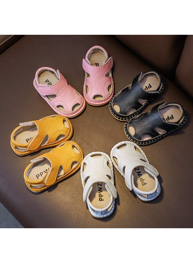 DADAWEN Baby Boys Girls Summer Lightweight Soft Sole Closed-Toe Outdoor Leather Athletic Sandals - Image 2