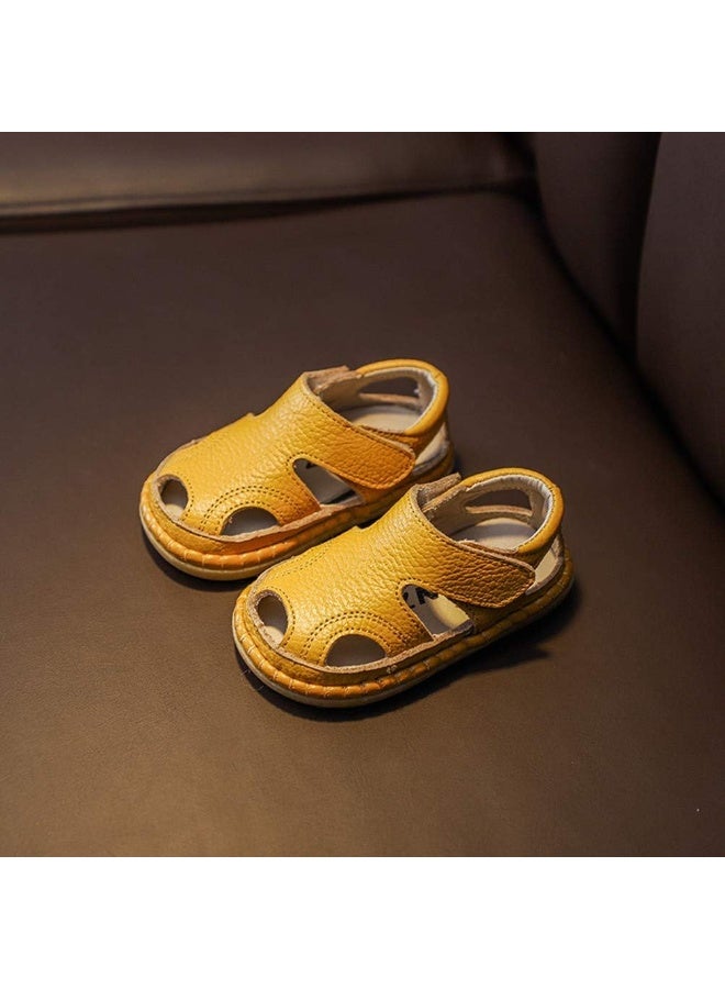 DADAWEN Baby Boys Girls Summer Lightweight Soft Sole Closed-Toe Outdoor Leather Athletic Sandals - Image 4