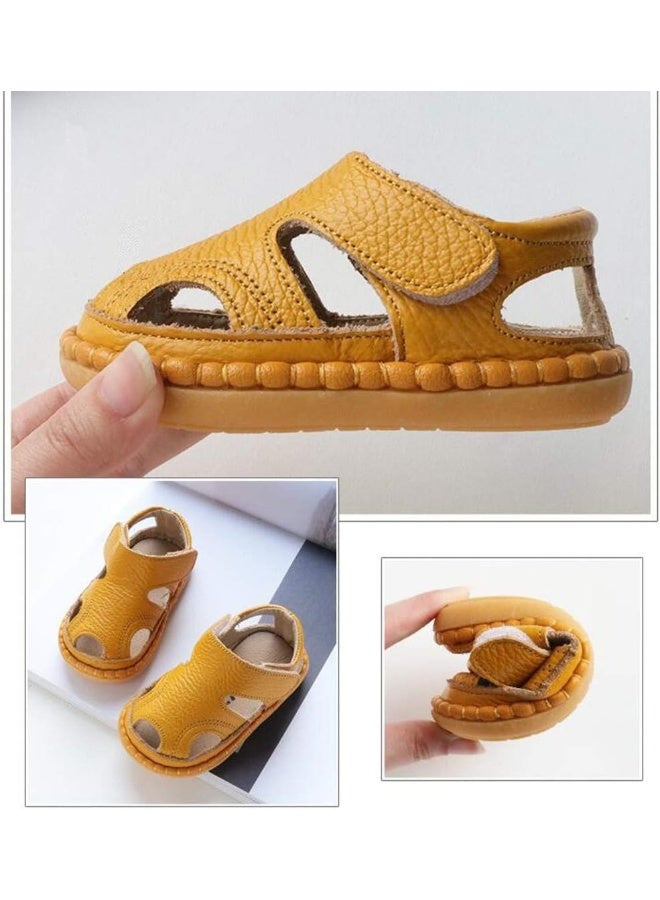 DADAWEN Baby Boys Girls Summer Lightweight Soft Sole Closed-Toe Outdoor Leather Athletic Sandals - Image 5