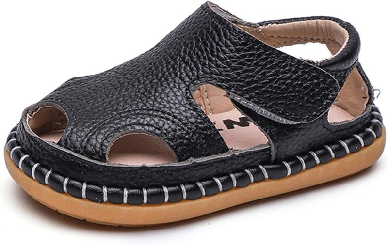 DADAWEN Baby Boys Girls Summer Lightweight Soft Sole Closed-Toe Outdoor Leather Athletic Sandals - Image 1