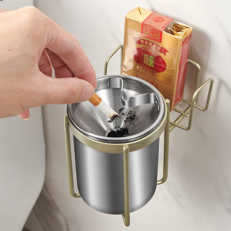 cheekyglo Wall-mounted Ashtray Creative Stainless Steel Wall Ashtray Household Ashtray Bathroom Ashtray Punch-free Portable Ashtray,Style 2 - Image 1