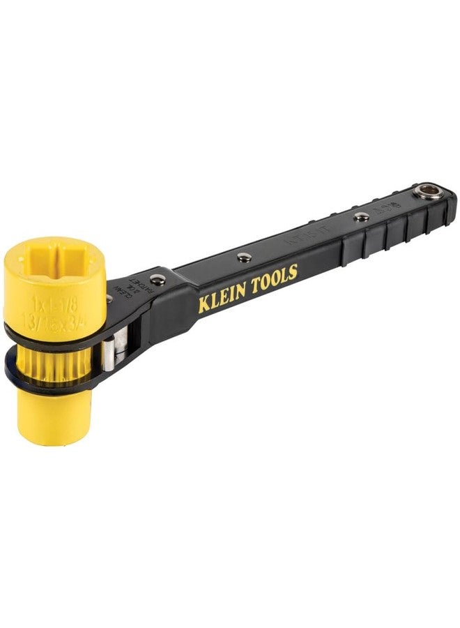 Klein Tools KT151T Lineman's Ratcheting Wrench with Bolt-Through Design, 3/4-Inch, 13/16-Inch, 1-Inch x 1-1/8-Inch Combination Square Socket - Image 1