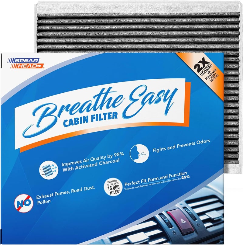 SPEARHEAD Premium Breathe Easy Cabin Filter, Up to 25% Longer Life w/Activated Carbon (BE-728) - Image 1