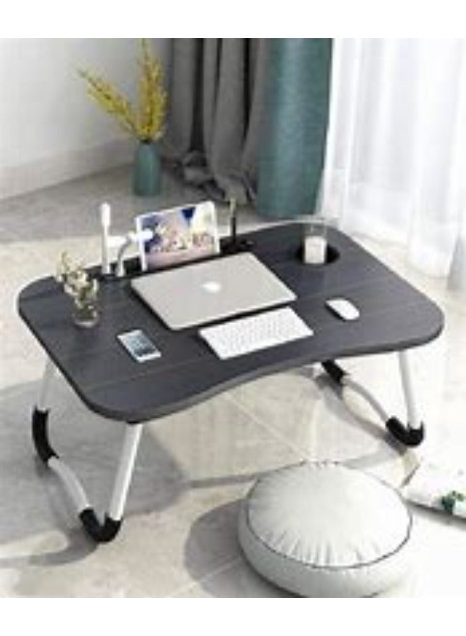 Generic foldable laptop table with a device stand and cup holder for added convenience while working or studying  - Image 1