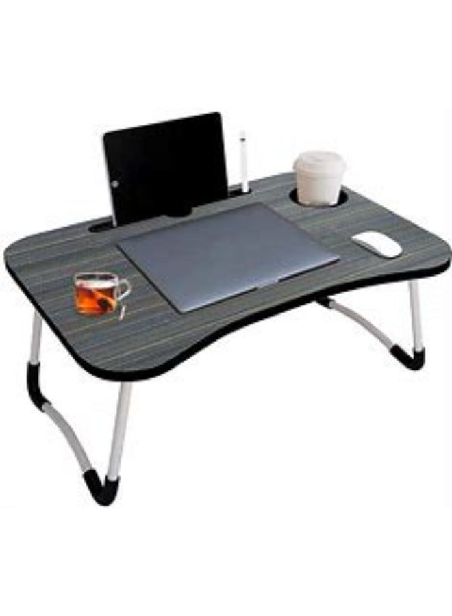 Generic foldable laptop table with a device stand and cup holder for added convenience while working or studying  - Image 2