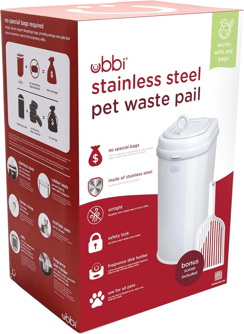 ubbi Pet Waste Pail, Cat Litter Disposal System, Odor Locking, White - Image 5