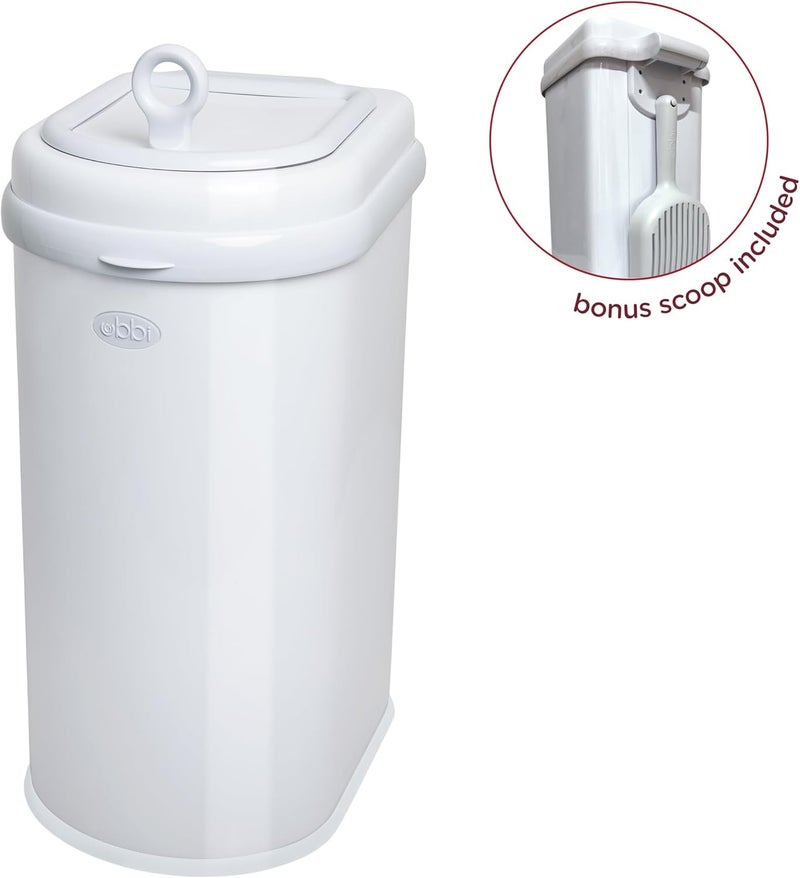 ubbi Pet Waste Pail, Cat Litter Disposal System, Odor Locking, White - Image 2