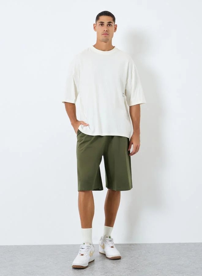 Styli Styli Solid Oversized Shorts with Drawstring