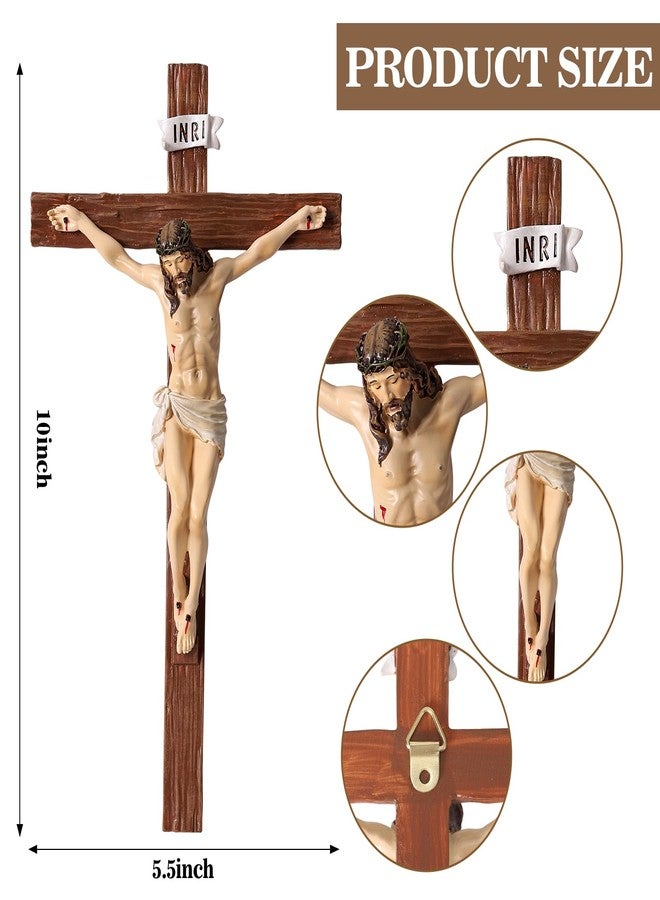 TALPGOD Crucifix Wall Cross 10 Inch,Jesus Cross Home Décor,Jesus Statue Catholic Hanging Cross for Wall Art,Religious Wall Crucifix Decor,Crucifijos Catolicos - Image 2