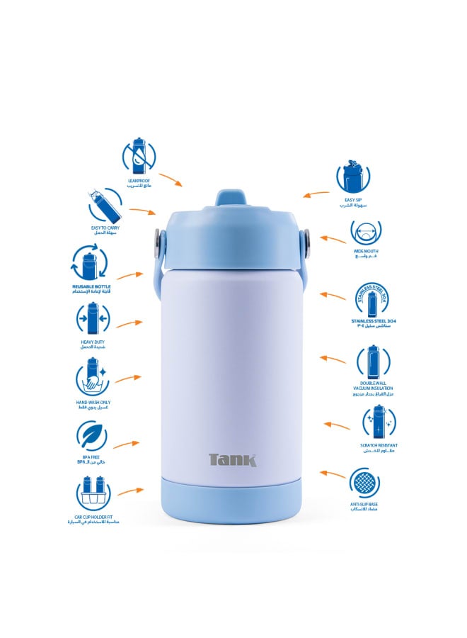 Tank Move, 350ml, Sky Blue, Stainless Steel Bottle, BPA free, insulated, Leakproof - Image 3