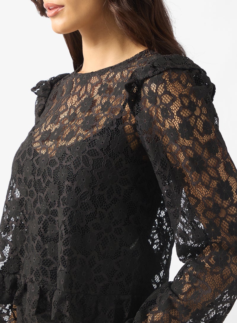 فيرو مودا بلوزة بأكمام طويلة وتفاصيل دانتيل من فيمميتا - Image 3