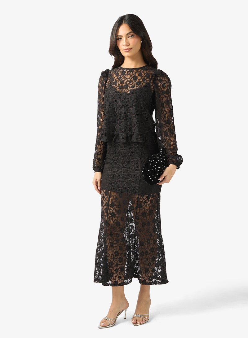 فيرو مودا بلوزة بأكمام طويلة وتفاصيل دانتيل من فيمميتا - Image 4