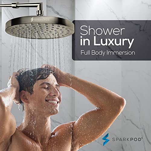 SparkPod رأس دش سبارك بود - ضغط عالي - تصميم فاخر بجودة ممتازة - تركيب سهل خلال 1 دقيقة - قابل للتعديل لاستبدال رؤوس الدش في حمامك (نيكل مصقول أنيق، 8 بوصة دائري) - Image 4