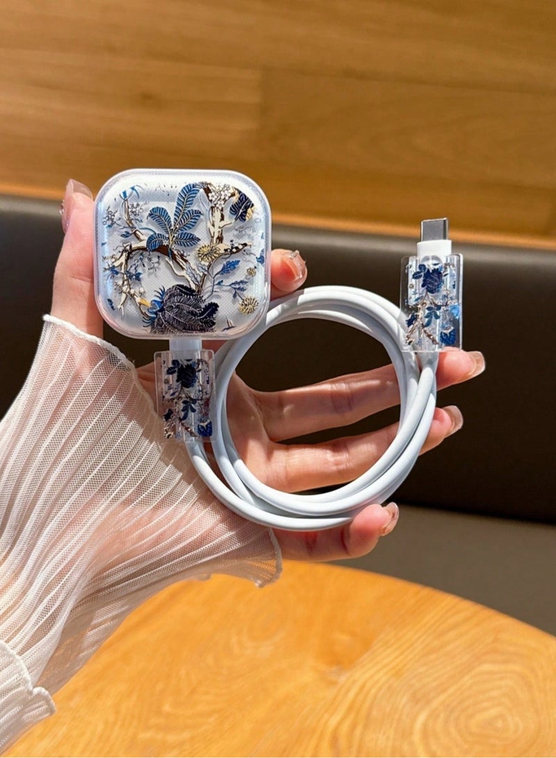 iPhone 16 Pro Max Case and Charger Cover – 4-Piece Set Protective charger case and phone case adorned with  floral designs adding a feminine and modern touch. - Image 4