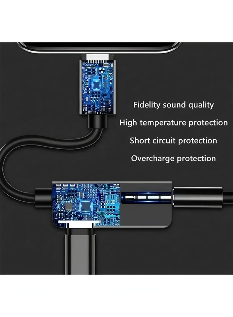 Flyview Lightning to 3.5mm Jack Dongle Splitter(2in1) for Apple MFI Certified for iPhone Aux Adapter Headphone Audio Cable Charger Cord for 7 8 Plus X Xr 14 13 12 11 Pro Max for iPad Charging Music Earphone - Image 2