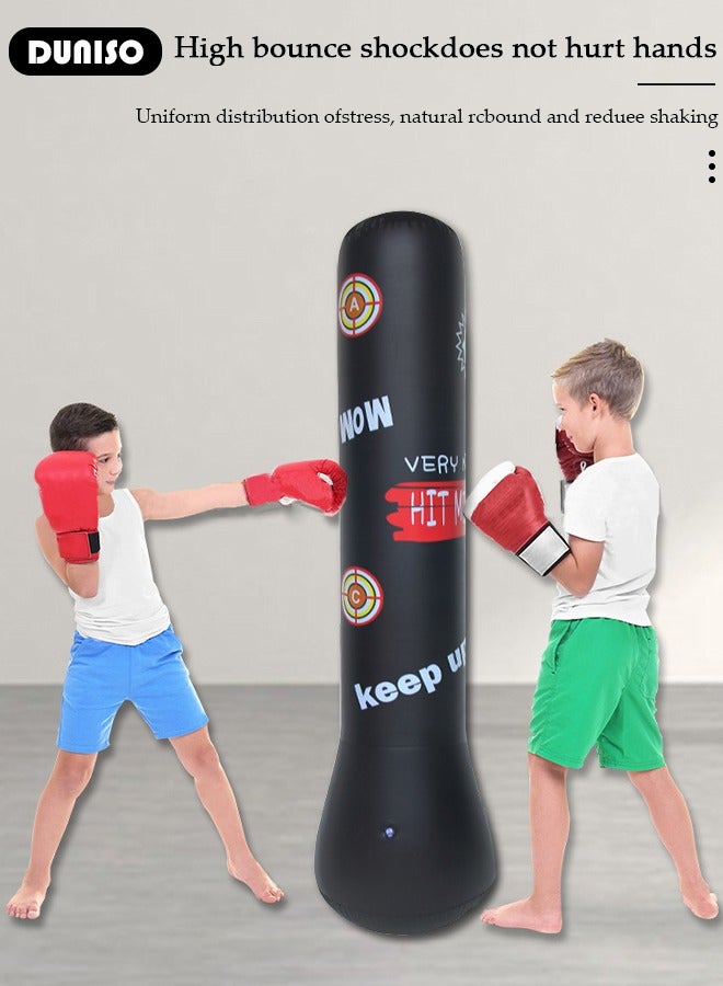 DUNISO Inflatable Boxing Column, 150cm PVC Kids Punching Bag Fitness Inflatable Boxing Bag for Karate, Taekwondo, Decompression Kick Speed Training Games for Kids and Adults - Image 2