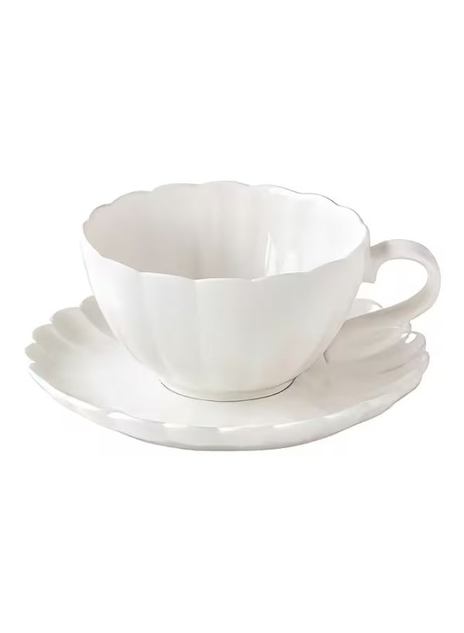 Easy Life Porcelain Microwave and Dishwasher Safe Lifestyle Coffee Cup and Saucer Set White 110ml