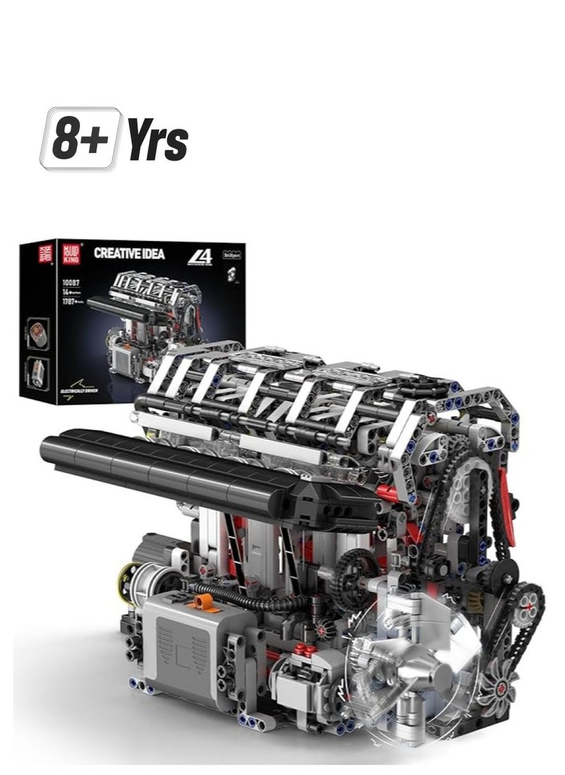 mould king 10087 L4 Gasoline Engine Building Blocks Kit, Mini Engine That Work - DIY STEM Project for Boys & Girls, Teens, & Hobby Kit for Adults  - Image 1