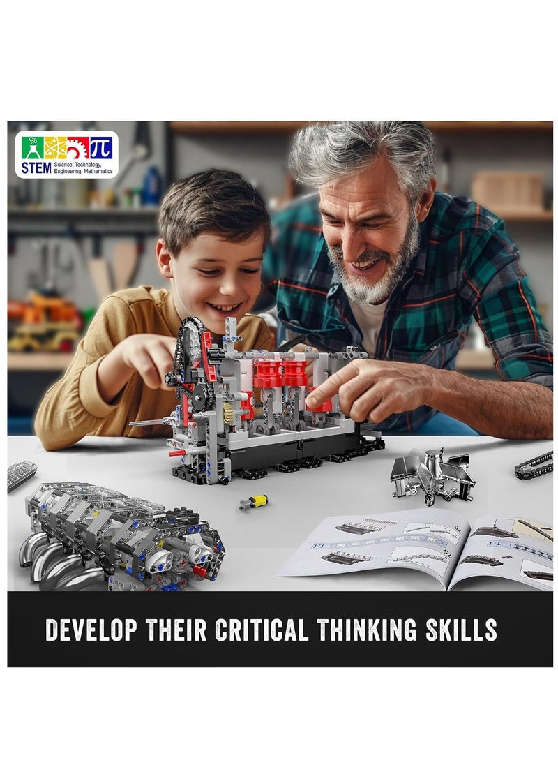 mould king 10087 L4 Gasoline Engine Building Blocks Kit, Mini Engine That Work - DIY STEM Project for Boys & Girls, Teens, & Hobby Kit for Adults  - Image 4