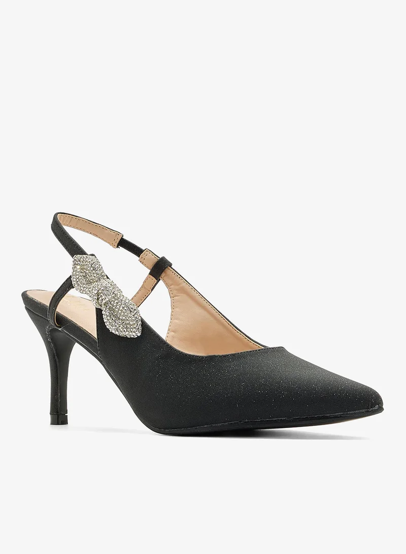 Ella Limited Edition Black Diamante Sling Back Pump for Women | Best Price UAE