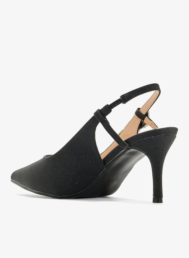 Ella Limited Edition Black Diamante Sling Back Pump for Women | Best Price UAE