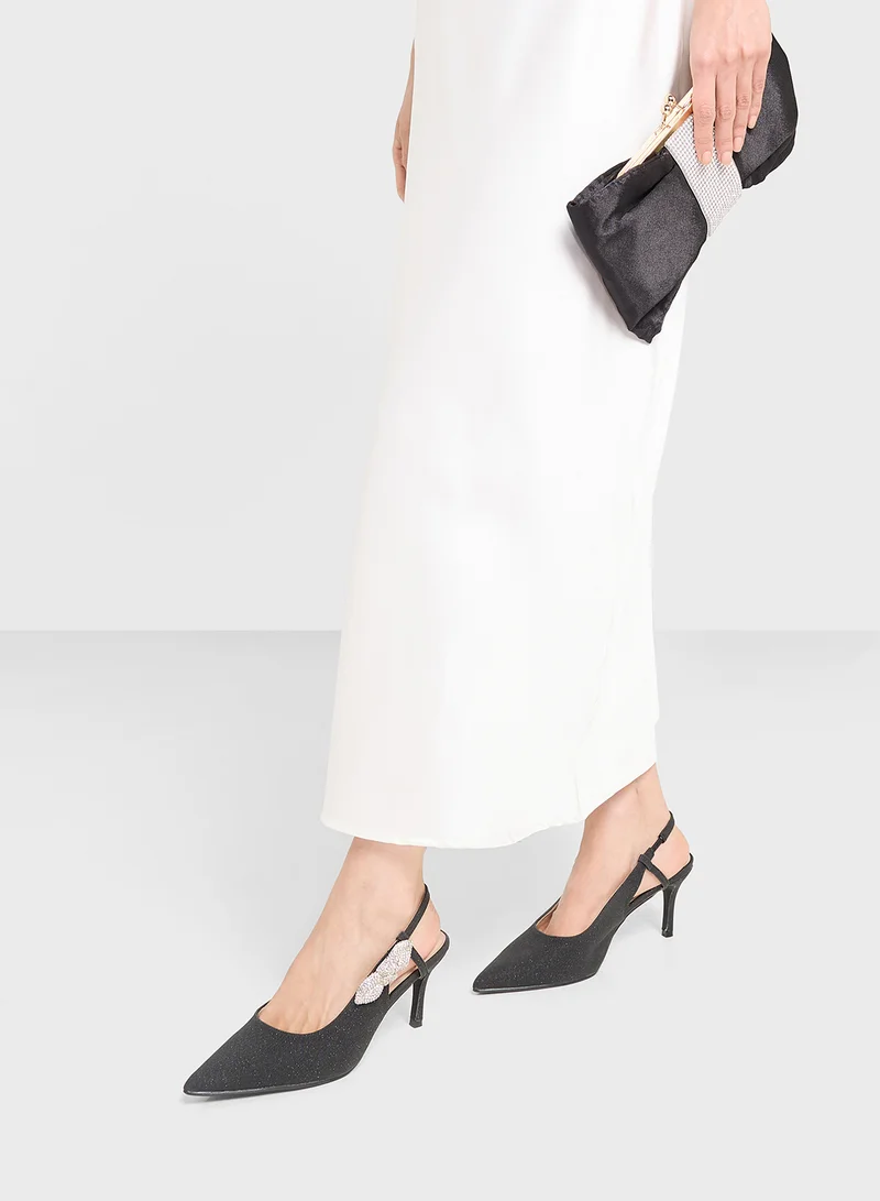 Ella Limited Edition Black Diamante Sling Back Pump for Women | Best Price UAE