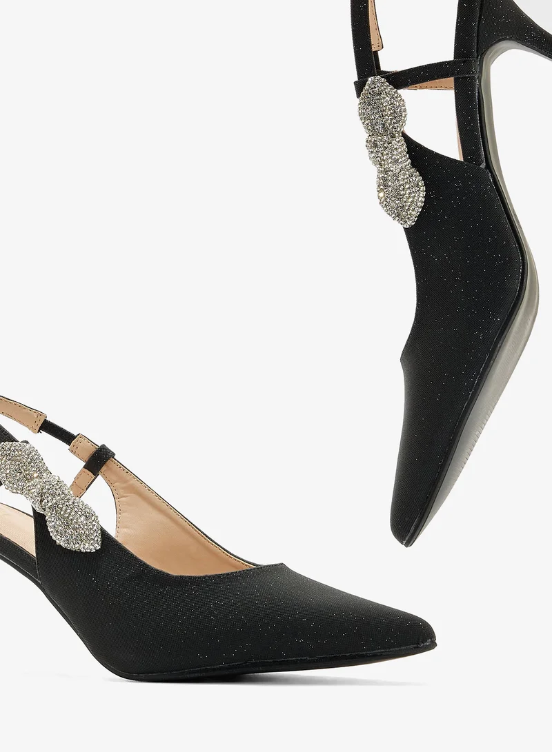 Ella Limited Edition Black Diamante Sling Back Pump for Women | Best Price UAE
