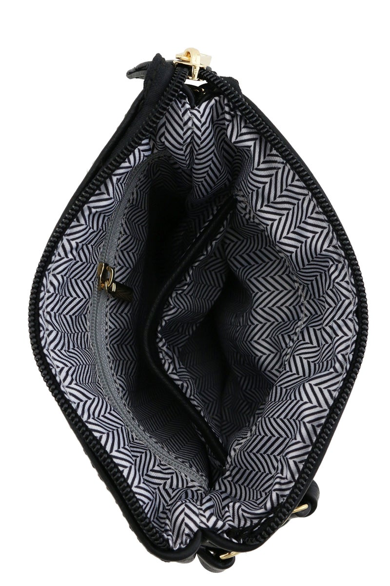 Isabelle Functional Multi Pocket Crossbody Bag (Black) - Image 4