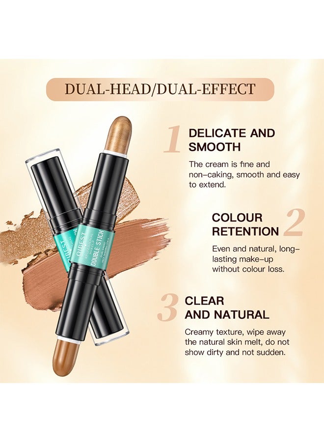 QiBest Professional Makeup Double Stick - 2-In-1 Face Shaping Stick, Waterproof Face Concealer Pen for Body Face Brighten Facial Shade, Create 3D Makeup (#01) - Image 3