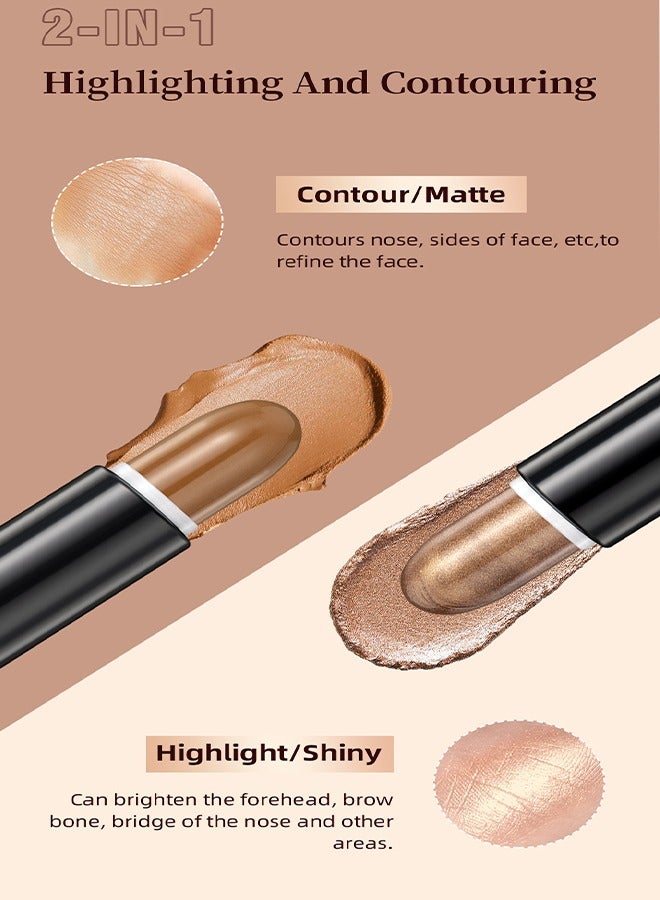 QiBest Professional Makeup Double Stick - 2-In-1 Face Shaping Stick, Waterproof Face Concealer Pen for Body Face Brighten Facial Shade, Create 3D Makeup (#01) - Image 4