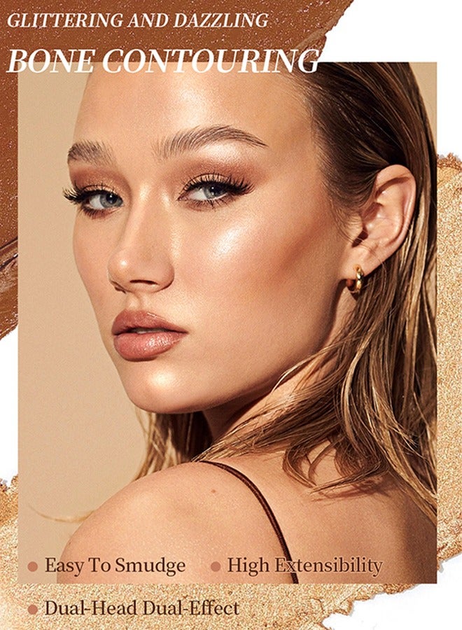 QiBest Professional Makeup Double Stick - 2-In-1 Face Shaping Stick, Waterproof Face Concealer Pen for Body Face Brighten Facial Shade, Create 3D Makeup (#01) - Image 5