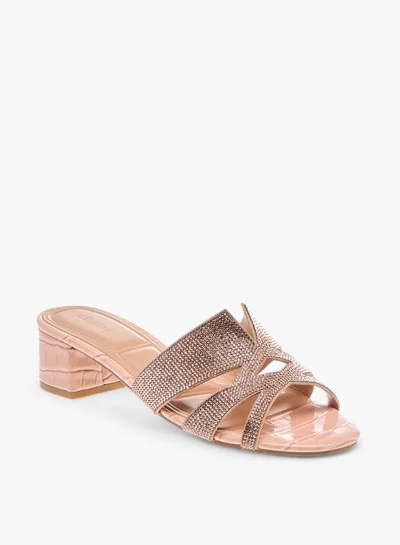 Celeste Womens Embellished Slip-On Sandals With Block Heels