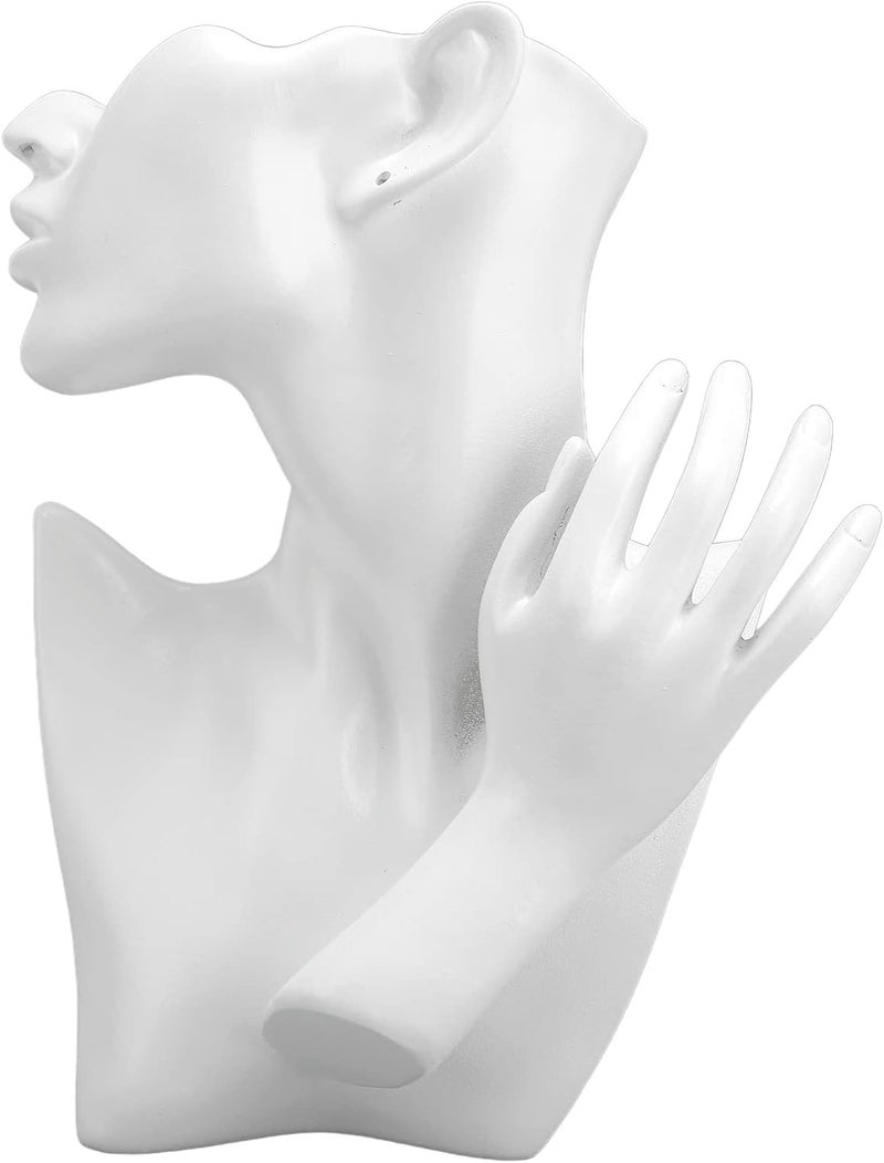 yuyte YUYTE Mannequin Bust Stand Organizer White Resin Jewelry Mannequin Display Set Bracelet Earring Necklace Ring Display Stand for Shop  - Image 1