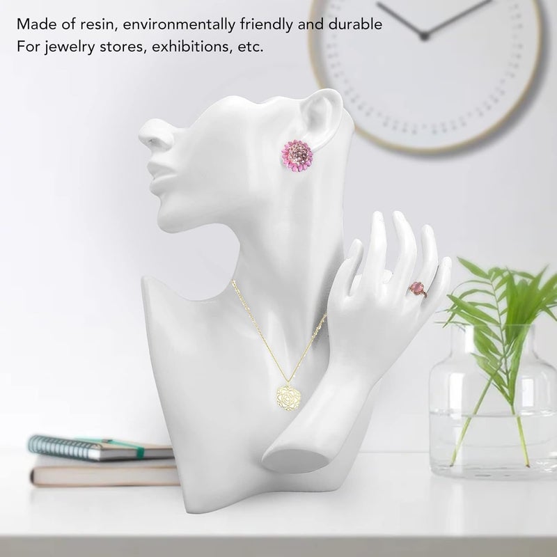 yuyte YUYTE Mannequin Bust Stand Organizer White Resin Jewelry Mannequin Display Set Bracelet Earring Necklace Ring Display Stand for Shop  - Image 3