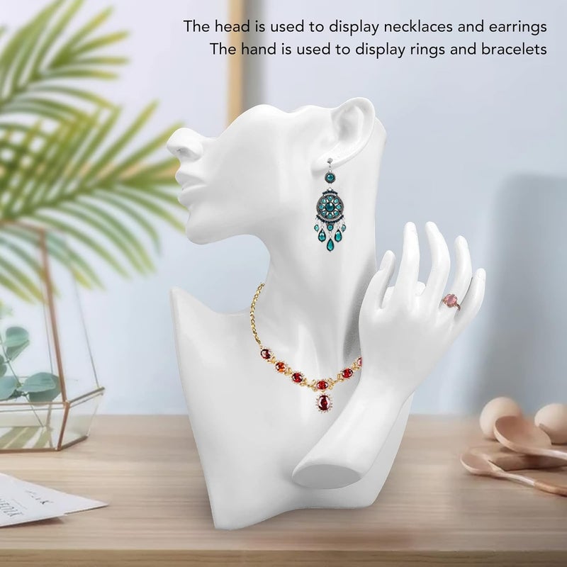yuyte YUYTE Mannequin Bust Stand Organizer White Resin Jewelry Mannequin Display Set Bracelet Earring Necklace Ring Display Stand for Shop  - Image 4
