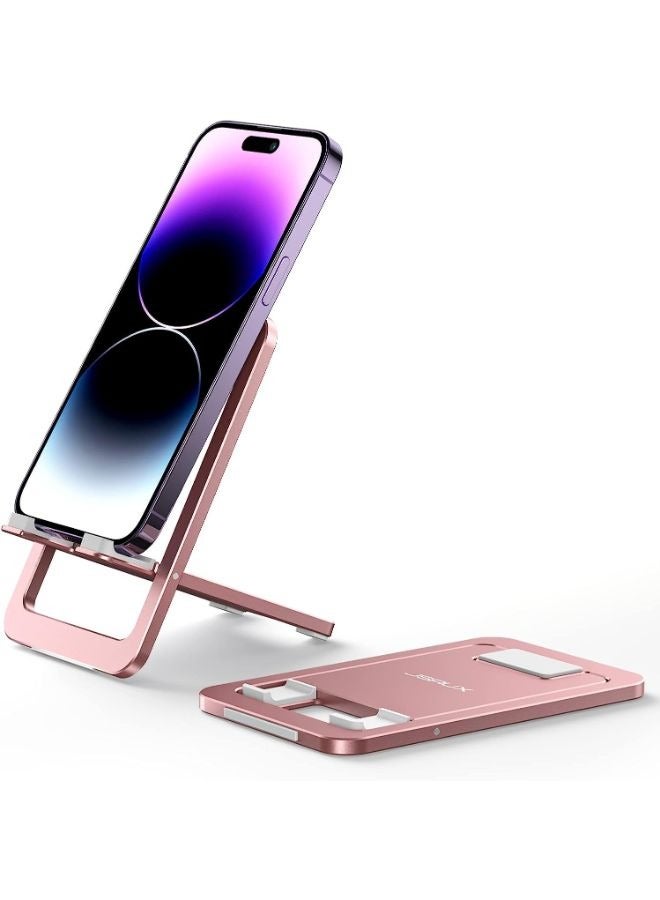 jsaux JSAUX Cell Phone Stand, Foldable Aluminum Adjustable Phone Holder for Desk Portable Travel Holder Office Desk Accessories Compatible for iPhone 14 13 12 11 Pro Max X Xr Samsung S22 S21 A53 Switch Pink - Image 1