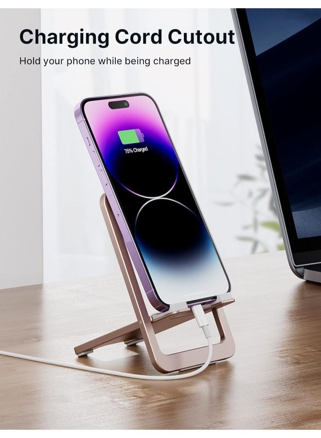 jsaux JSAUX Cell Phone Stand, Foldable Aluminum Adjustable Phone Holder for Desk Portable Travel Holder Office Desk Accessories Compatible for iPhone 14 13 12 11 Pro Max X Xr Samsung S22 S21 A53 Switch Pink - Image 5