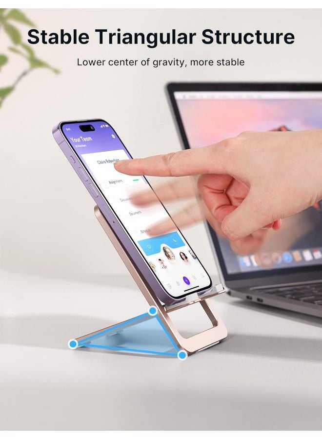 jsaux JSAUX Cell Phone Stand, Foldable Aluminum Adjustable Phone Holder for Desk Portable Travel Holder Office Desk Accessories Compatible for iPhone 14 13 12 11 Pro Max X Xr Samsung S22 S21 A53 Switch Pink - Image 4