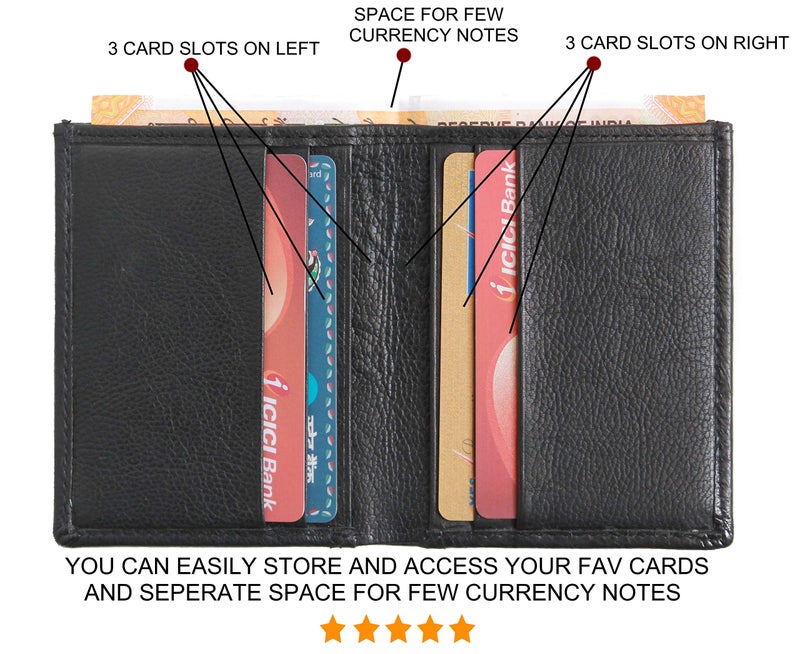 Husk N Hoof RFID Protected Leather Credit Card Holder Wallet for Man Women | Card Holder for Men Woman | Black - Image 3