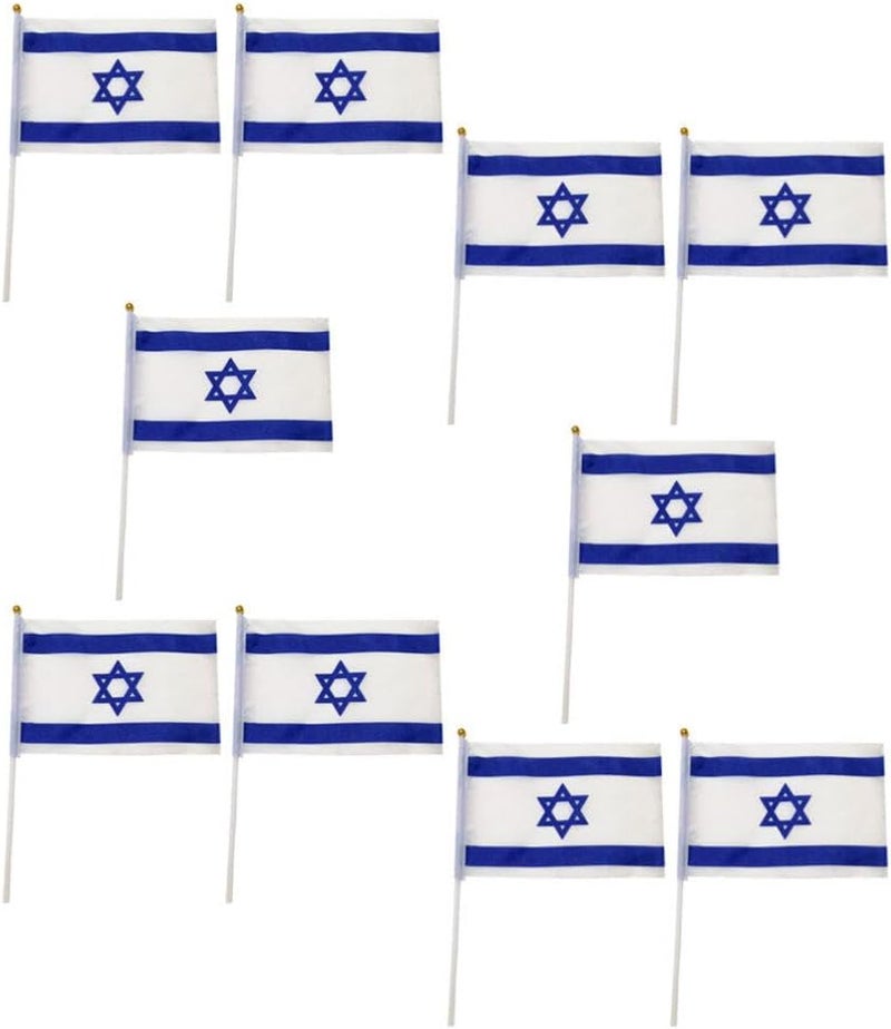 klarako 10pcs Small Israel Flag Stick Handheld Waving Israeli Flags 20 x 28 cm Mini Country Flag for National Day Pride Israeli-themed Festival Party Decorations - Image 1