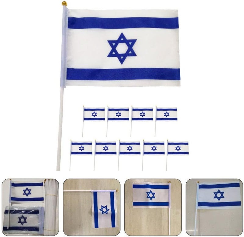 klarako 10pcs Small Israel Flag Stick Handheld Waving Israeli Flags 20 x 28 cm Mini Country Flag for National Day Pride Israeli-themed Festival Party Decorations - Image 2
